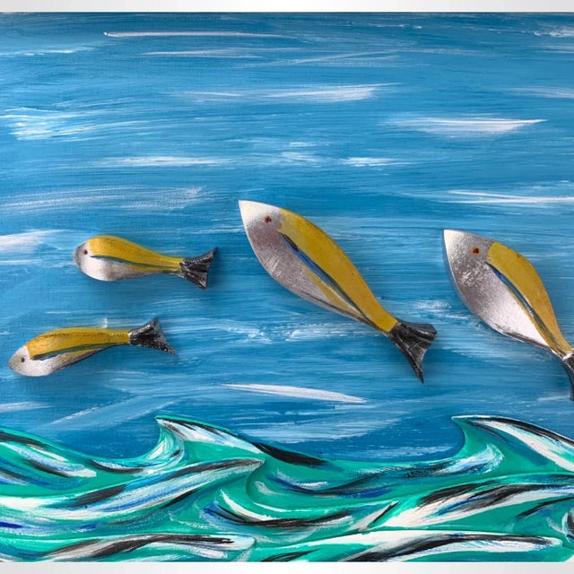 "Yellow Fins Beach" Contemporary Coastal Style Wall Sculpture For Sale - Image 4 of 10