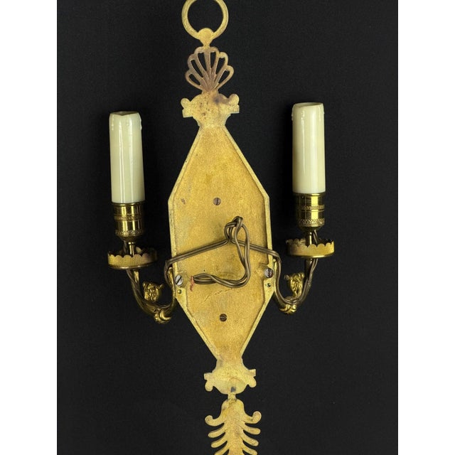 French Neoclassical Gilt Bronze Two-Light Wall Sconce, 1890s For Sale - Image 10 of 11