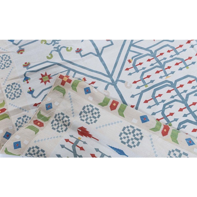 "Boscage" Contemporary Dhurrie White Cotton Carpet by Doris Leslie Blau For Sale - Image 9 of 9