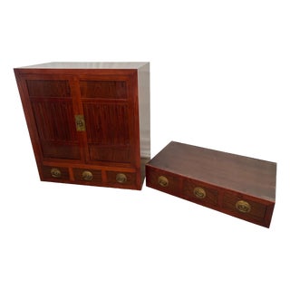 1990s Japanese Tansu Style Chest Cabinet Stacking Six Drawers Pull Out Armoire Shelf For Sale