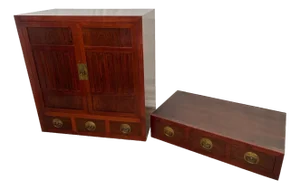 1990s Japanese Tansu Style Chest Cabinet Stacking Six Drawers Pull Out Armoire Shelf