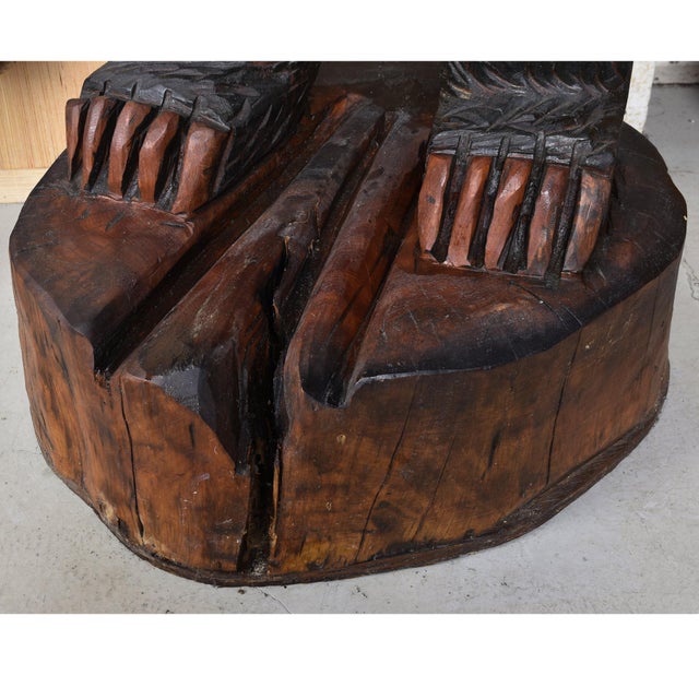 Life Size 6 Foot Handcrafted Wood Carved Black Bear Sculpture For Sale - Image 11 of 16