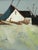 Mid-Century Modern 'Cliffside Houses' Swedish Original Coastal Landscape Oil Painting, Framed For Sale - Image 11 of 13