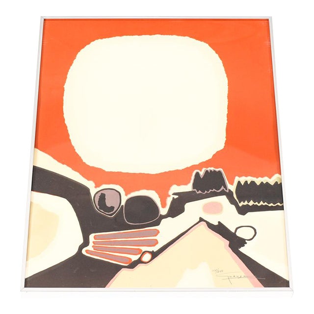 Vintage Mid Century Abstract Art Deco Landscape Serigraph Print — Antonio Guansé For Sale