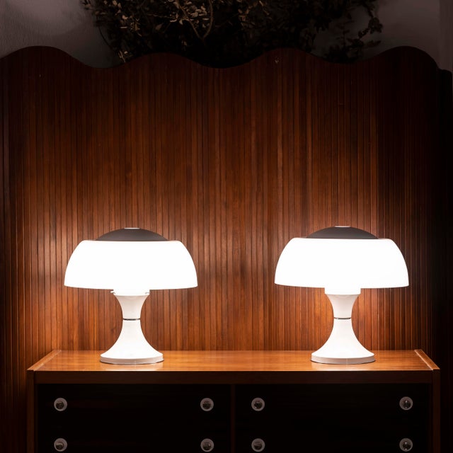 White Home Lamps by Gaetano Sciolari for Ecolight, 1970s, Set of 2 For Sale - Image 8 of 14