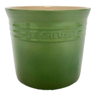 Vintage Le Creuset Stoneware Cachepot – Green For Sale