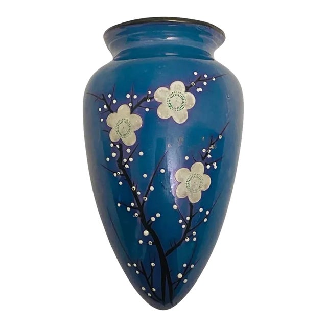 Vintage Blue Lusterware Wall Pocket Vase Made in Japan For Sale