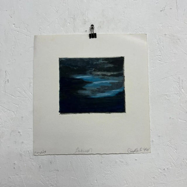 Art by Gina Kail June 1998 Scenic Blue Abstract Landscape 7 Monoprint For Sale - Image 9 of 9