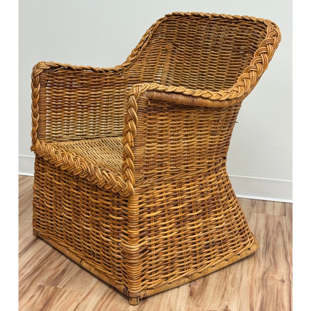 Late 20th Century Vintage Braided Wicker Club Chair For Sale - Image 5 of 11