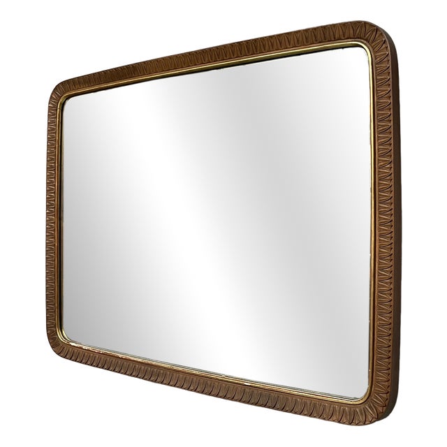 Mid-Century Modern Italian Wall Mirror in Wooden Frame for Brusotti, 1940s For Sale