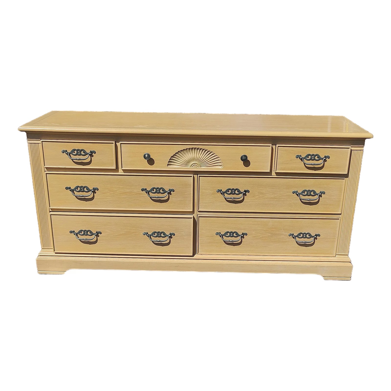 Bernhardt Vintage Neoclassical Style Pickled Cherry Triple Dresser