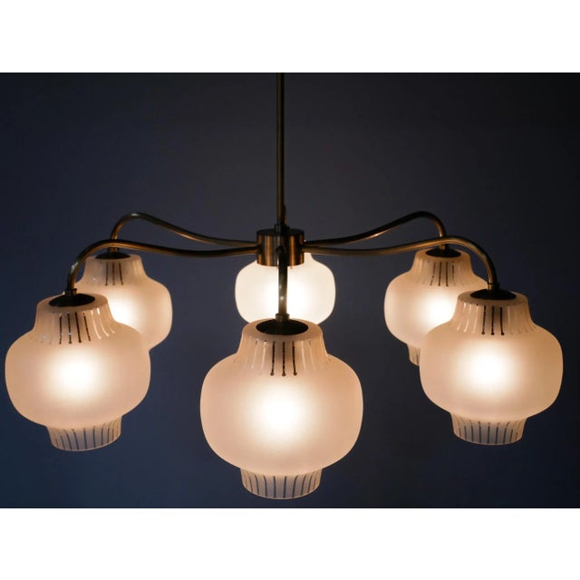 Scandinavian Modern Swedish 6-Arm Ceiling Lamp, 1950s For Sale - Image 10 of 15