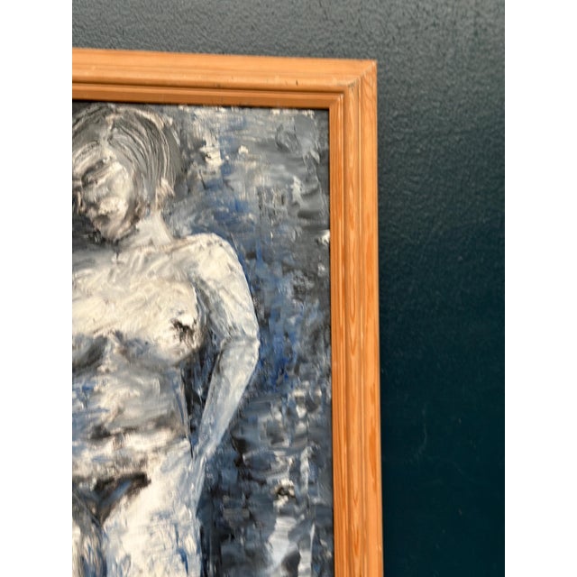 Mid 20th Century So, Lady in Blue, 1950s, Oil on Canvas, Framed For Sale - Image 5 of 18