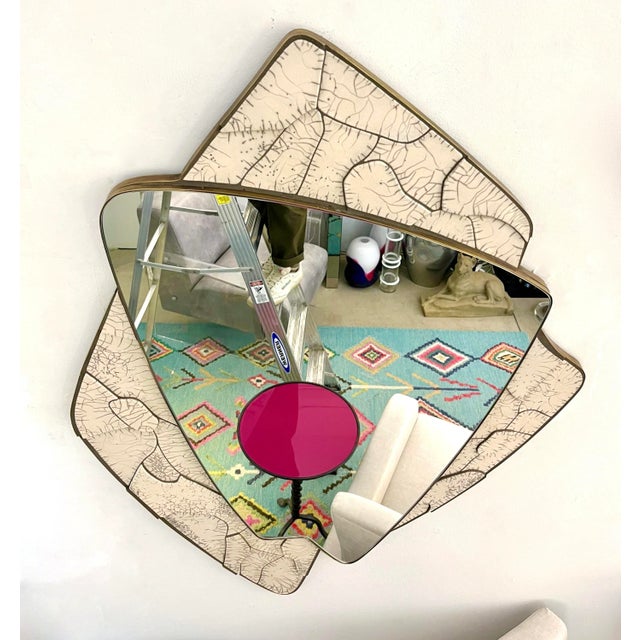 Beige 2020s Italian Deconstructed Japanese Style Rose Beige Ceramic Bronze Mirror Sculpture For Sale - Image 8 of 12