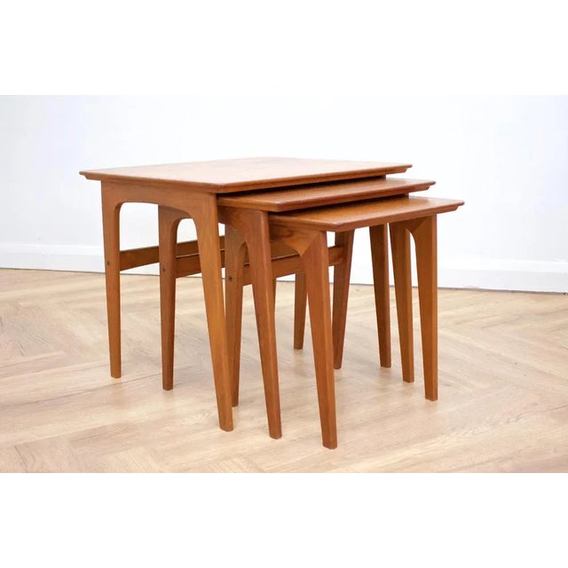 Brown Mid-Century Teak Nesting Tables by Verner Pedersen for Road Table Factory, 1960s, Set of 3 For Sale - Image 8 of 8