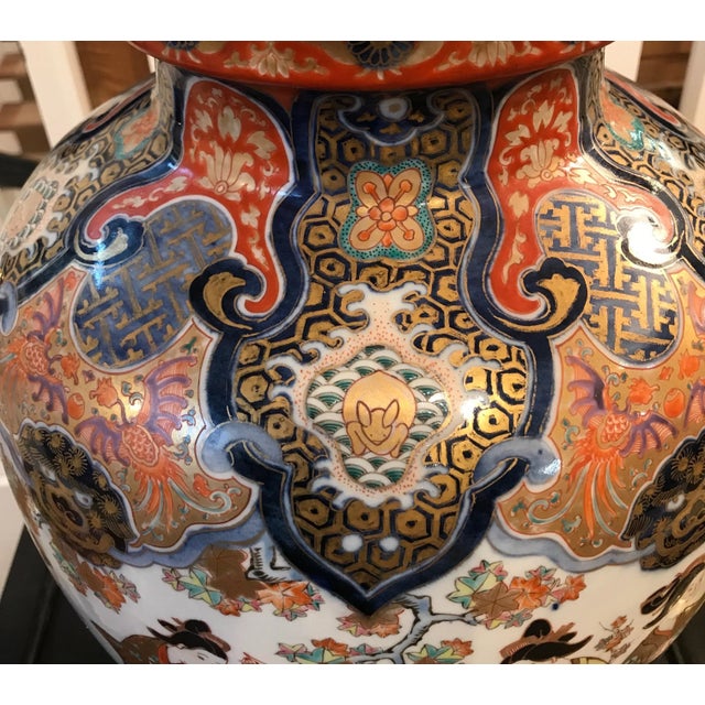 Ceramic Large 19th Century Meiji Period Hand-Painted Imari Porcelain Vase For Sale - Image 7 of 12