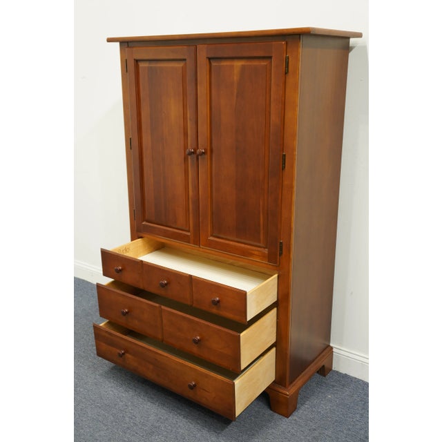 Wood Stanley Furniture Cherry Rustic Country French 40" Clothing / Media Door Chest 21913-70012 For Sale - Image 7 of 13