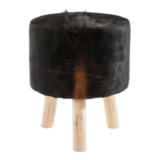 Modern Black Cowhide Ottoman For Sale