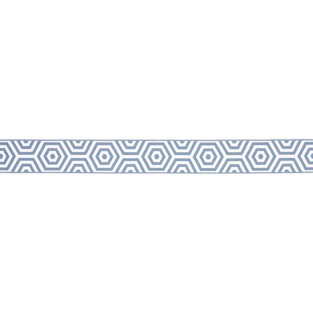 Hardworking and high style, Bees Knees Indoor/Outdoor Tape in sky is a mod geometric trim designed by Mary McDonald. The...