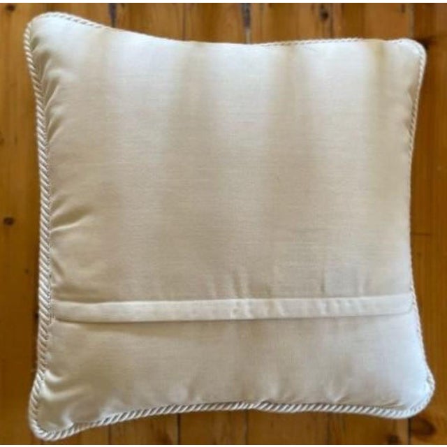 Shabby Chic Skating on the Pond White Linen Corded Pillow For Sale - Image 3 of 3