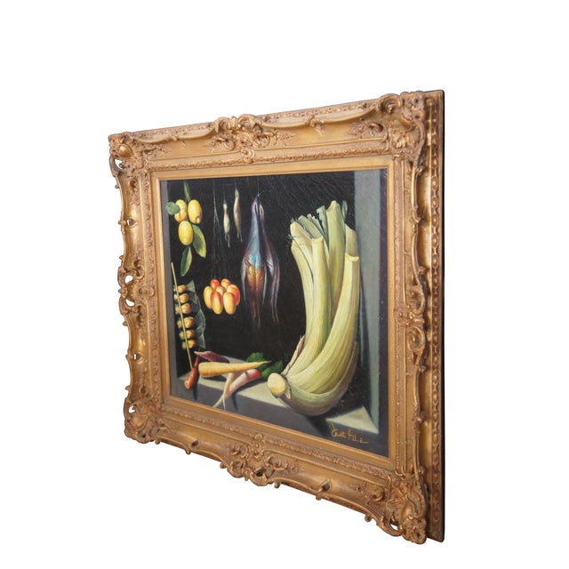 Realism Vintage Waterfowl Fruit & Vegetable Still Life Oil Painting on Canvas Framed For Sale - Image 3 of 12