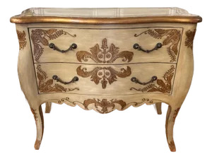 2000s Maitland Smith Attributed Louis XV Style Distressed Decorated Commode