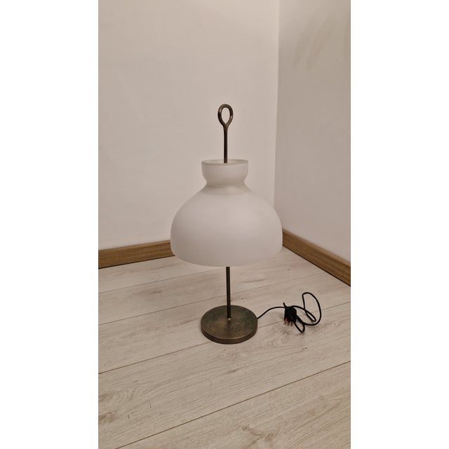 Arenzano LTA3 Table Lamp in Burnished Brass and Opaline Glass by Ignazio Gardella for Azucena, 1956, in Very Good...