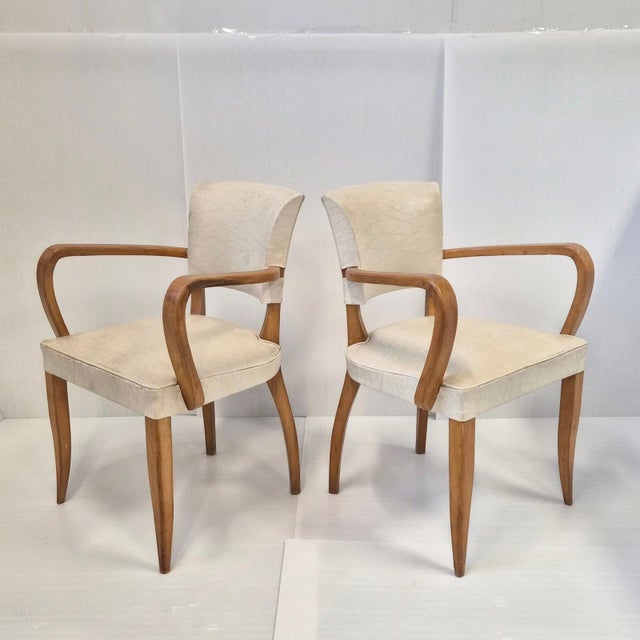 Vintage Bridge Armchairs in Beech and Skai, 1950s, Set of 2 For Sale - Image 14 of 14