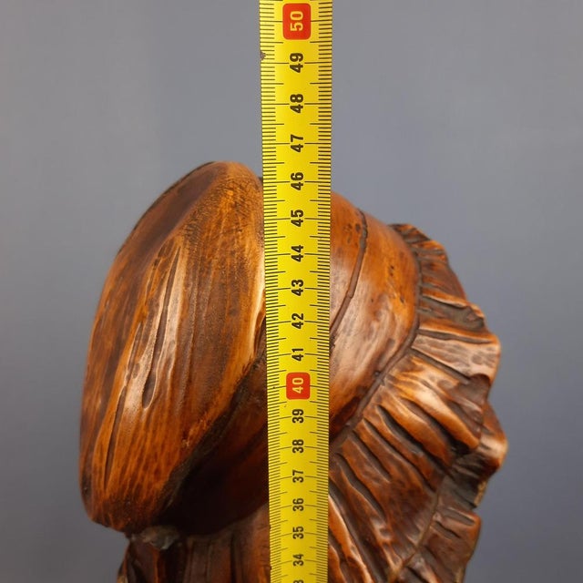 Carved Wooden Sculpture of a Girl, 1960s For Sale - Image 15 of 16