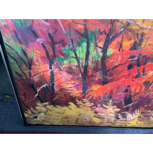 Circa 1970’s James Penney Signed Oil on Canvas Titled “Sunlight Through Sumac” For Sale - Image 4 of 9