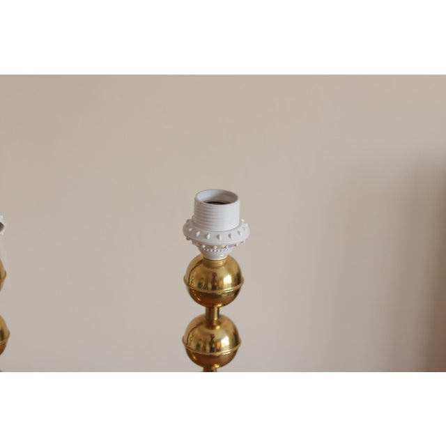 Vintage Swedish Brass Bobbin Table Lamp from Aneta, Set of 2 For Sale - Image 5 of 18