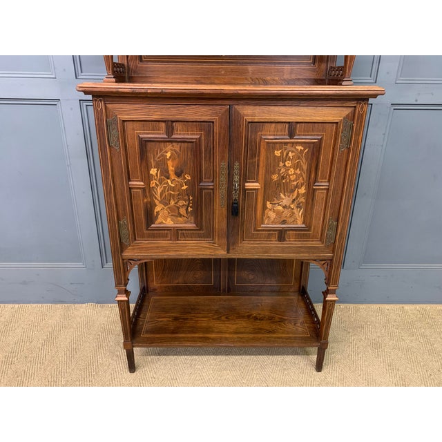 Arts & Crafts Inlaid Rosewood Parlour Cabinet, 1890 For Sale - Image 6 of 18