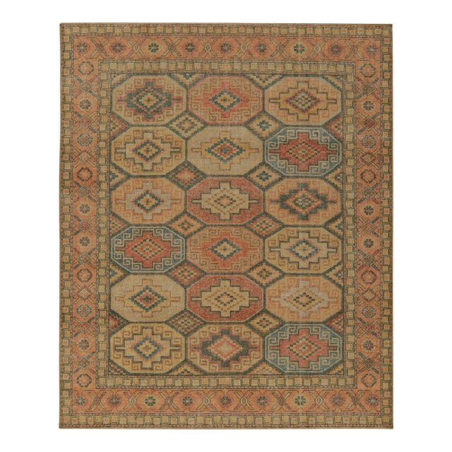 Rug & Kilim’s Distressed Persian Style Rug in Orange, Beige and Blue Medallions For Sale