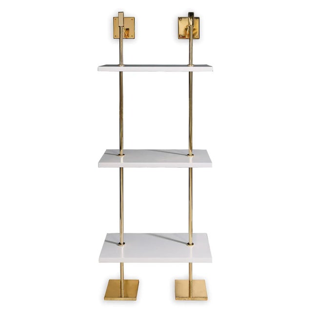 Modern Marais 3-Tier White & Gold Shelf 24"W For Sale - Image 3 of 5