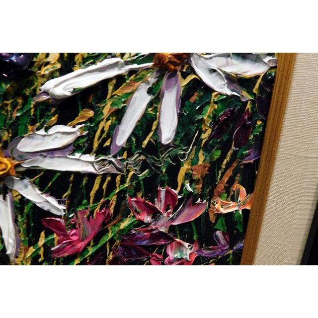 Maya Eventov "Untitled" Flowers Original Acrylic Adl013012-05 Hand Signed For Sale - Image 4 of 4