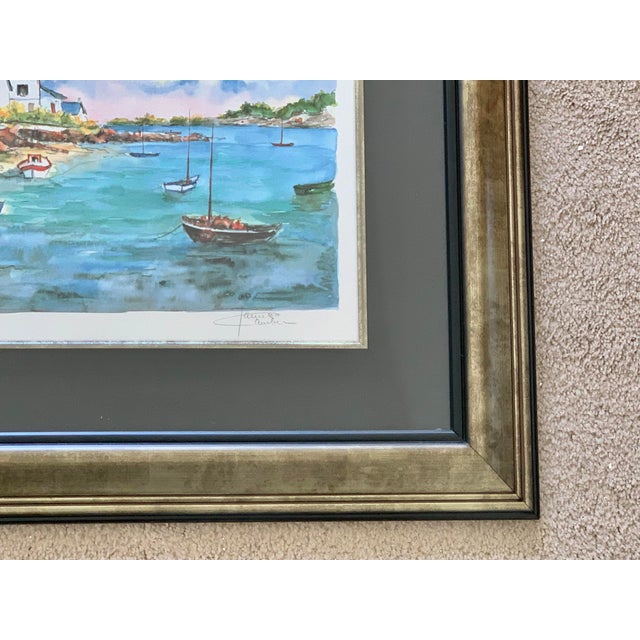 Framed seriolithograph by artist Daniele Cambier. Signed and numbered 125/950. Titled “Bretagne- L’ile aux Moines”. Lovely...