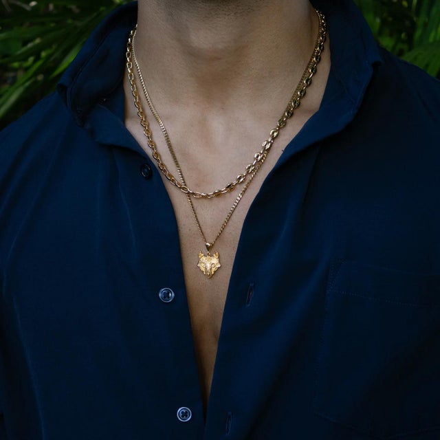 Golden Wolf Spirit Men’s Necklace For Sale - Image 9 of 11