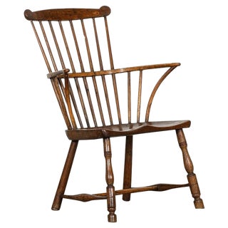 English George III Elm Comb Back Windsor Armchair, 1780s For Sale