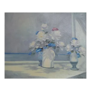 Vase of Flowers 7, Les Bullene Oil on Canvas, Signed Lower Right