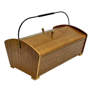 Mid-Century Teak Wood Sewing Storage Box, 1960s For Sale
