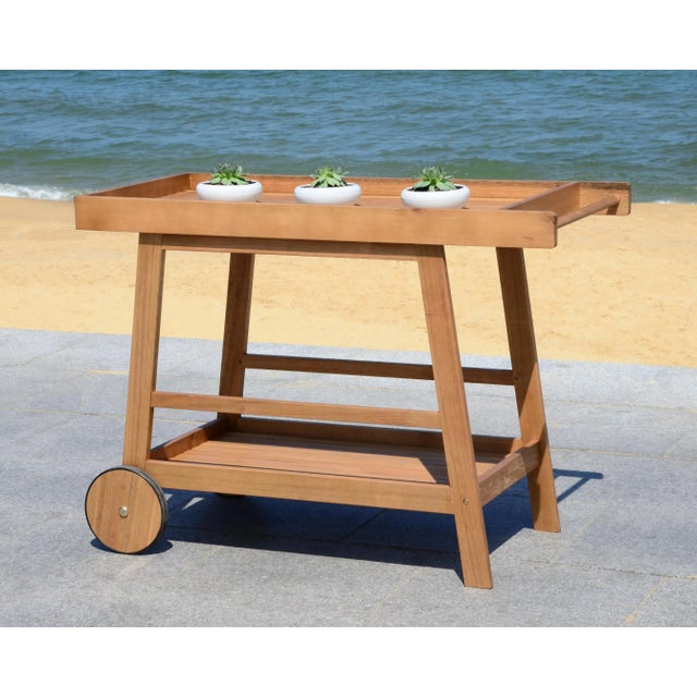 Wood Indoor & Outdoor Bar Cart in Natural For Sale - Image 7 of 9