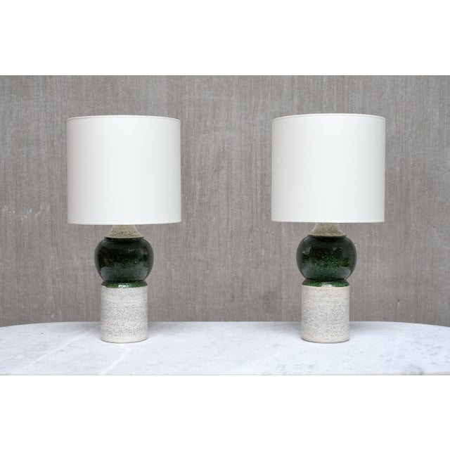 This rare pair of table lamps was produced by Bitossi in Italy in the 1960s. The Swedish lighting firm Bergboms imported...