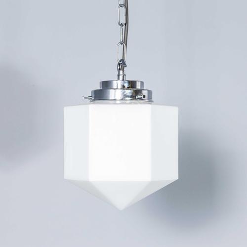 Mouth-Blown Opaline Glass Plumb Bob Pendant Lamp For Sale - Image 5 of 9