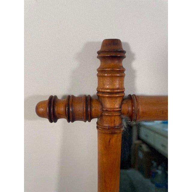 Wood Early 1900's Antique French Faux Bamboo Turned Wood Wall Mirror For Sale - Image 7 of 16