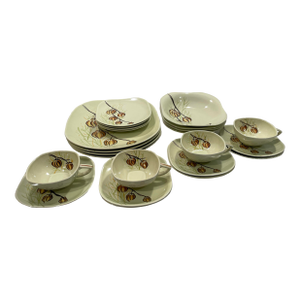 Mid-Century Red Wing Pottery Dishes in Lantern Pattern - Set of 23