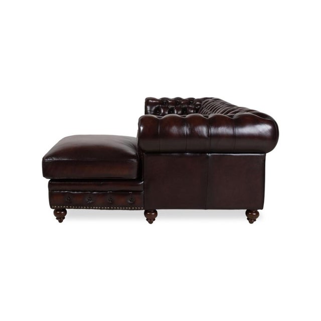 Vintage Chesterfield Leather Reddish Brown Chestnut Corner Sofa For Sale - Image 13 of 15