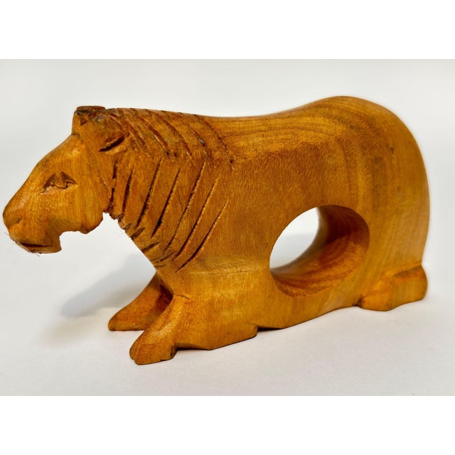 Set of 9 Kenyan Hand-Carved Safari Animal Napkin Rings, African Mahogany For Sale In Palm Springs - Image 6 of 8