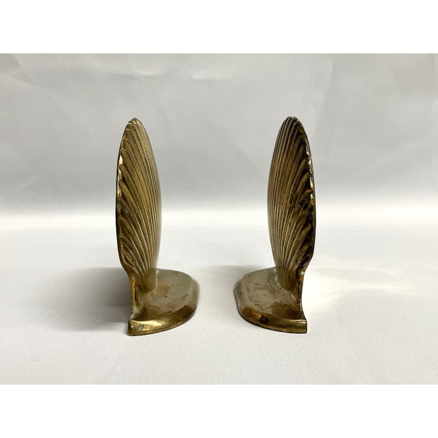 Metal Vintage Brass Calm Shell Bookends For Sale - Image 7 of 7