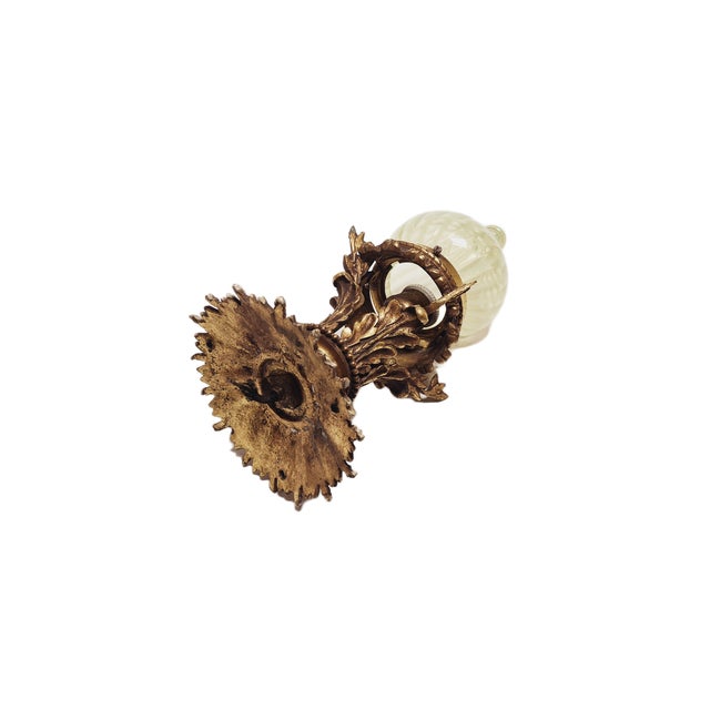 Empire Bronze Pending Lamp with Uranium Glass, France, 1890s For Sale - Image 9 of 14