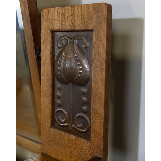 Brown 19th Century Arts and Crafts Oak Dresser and Vanity For Sale - Image 8 of 9